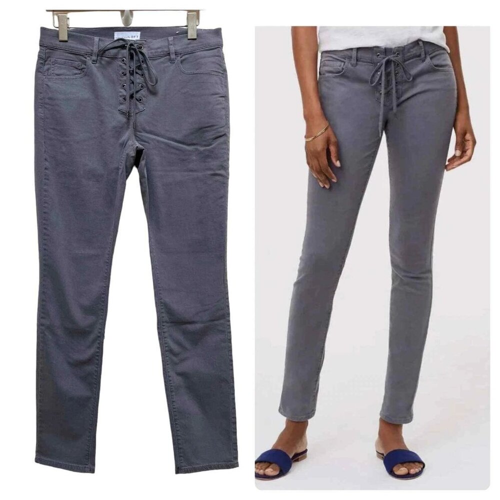 LOFT Gray Modern Skinny Lace-Up Jeans Size 30 Women's 10 EUC